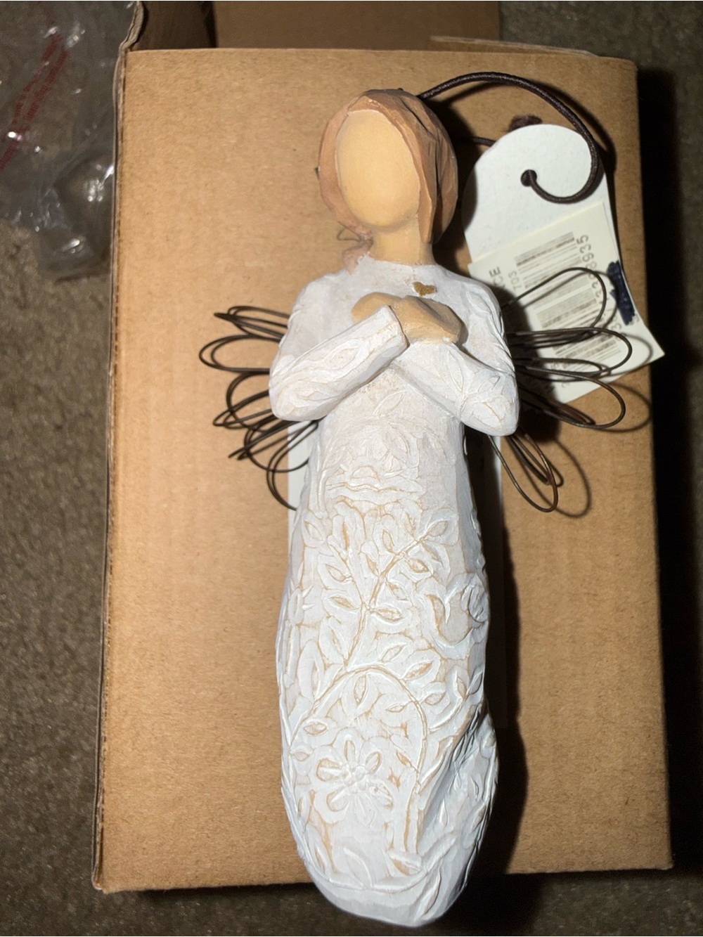 Willow Tree Cream Remembrance Angel Ornament with Bronze Wings - Picture 3 of 4